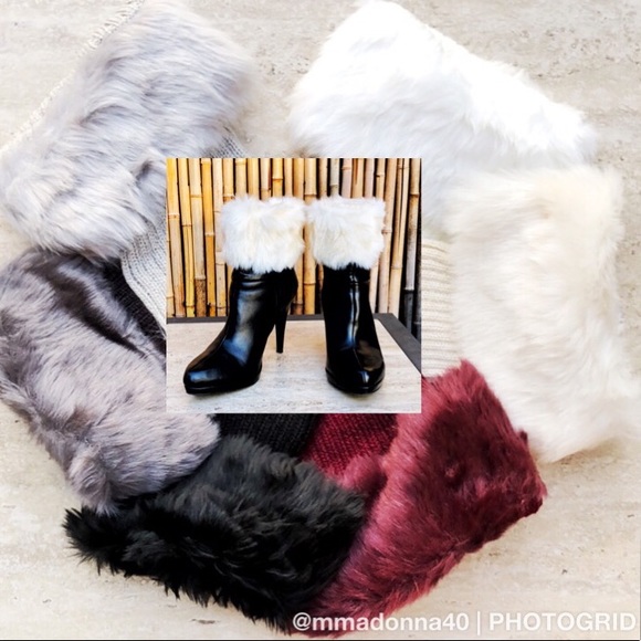 BRAND NEW Pure White Faux Fur Boot Cuff  Topper Knit Leg Warmer OS - Picture 2 of 3